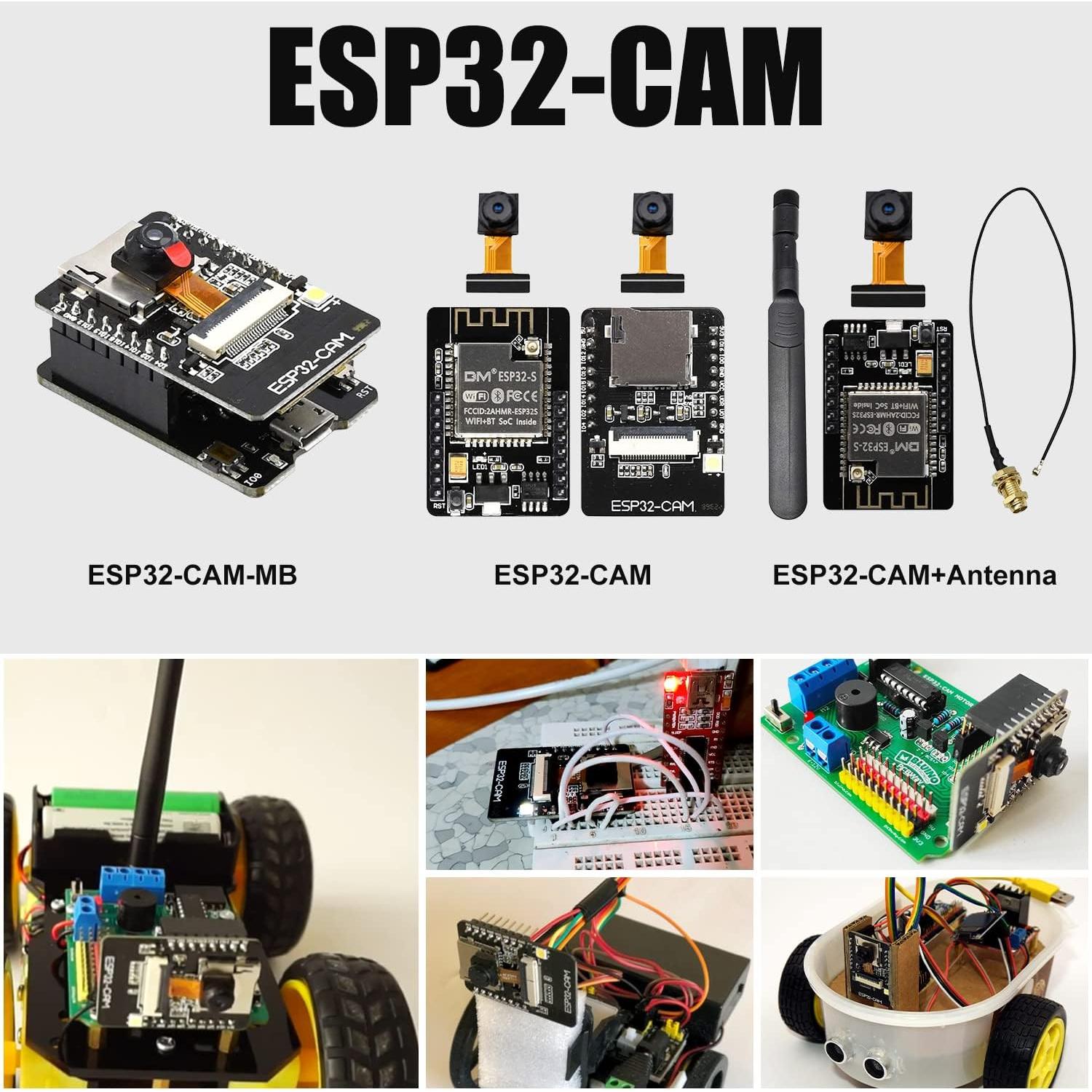 2PCS Módulo Cámara ESP32-CAM-MB Aideepen 2MP Micro USB