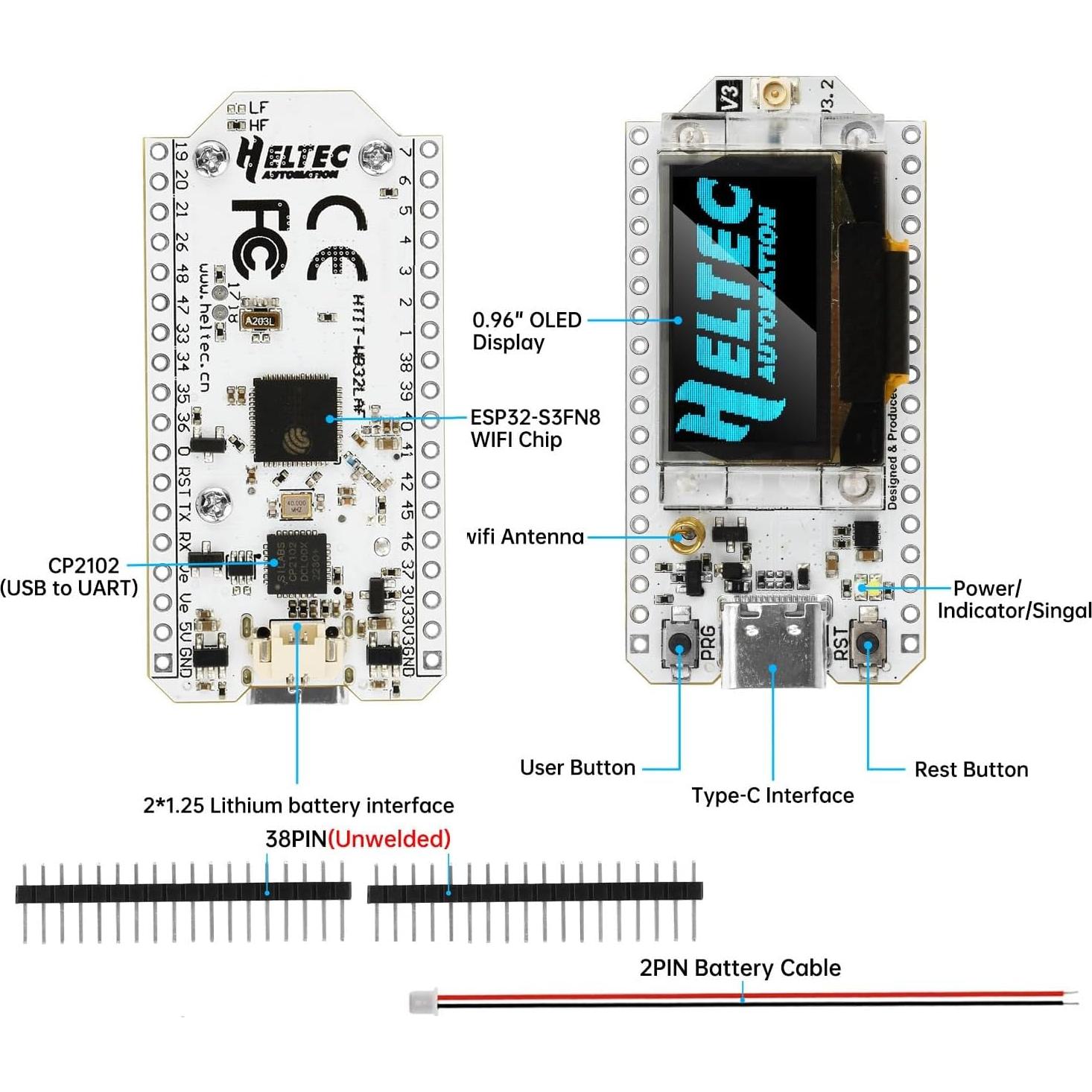 Módulo ESP32 LoRa Aideepen con Pantalla OLED 0.96"