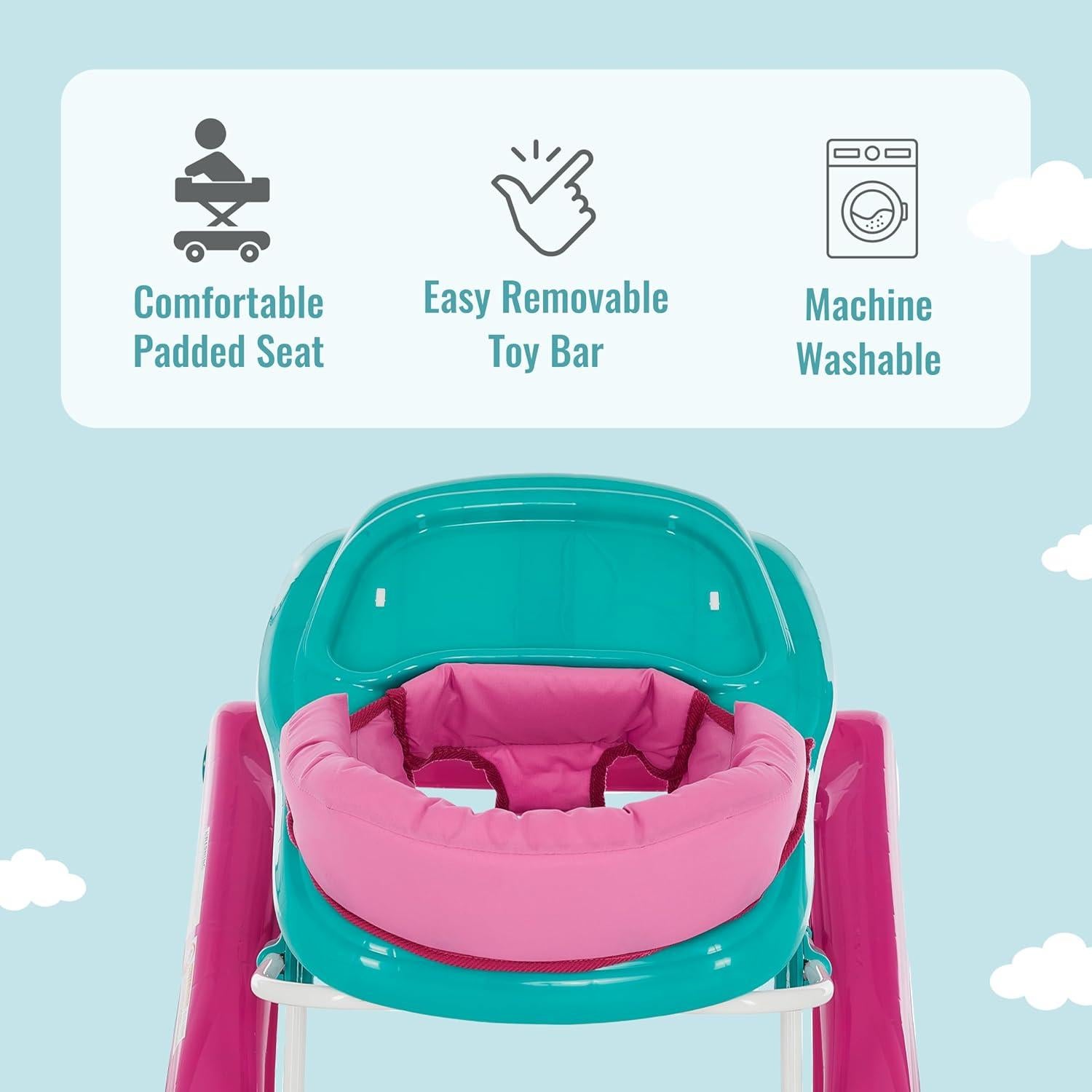 Andador 2-en-1 Dream On Me Ava Teal Pink Ajustable