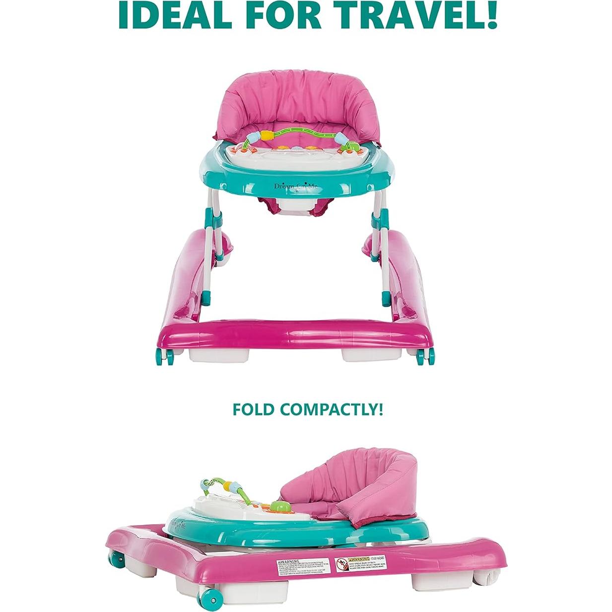 Andador 2-en-1 Dream On Me Ava Teal Pink Ajustable