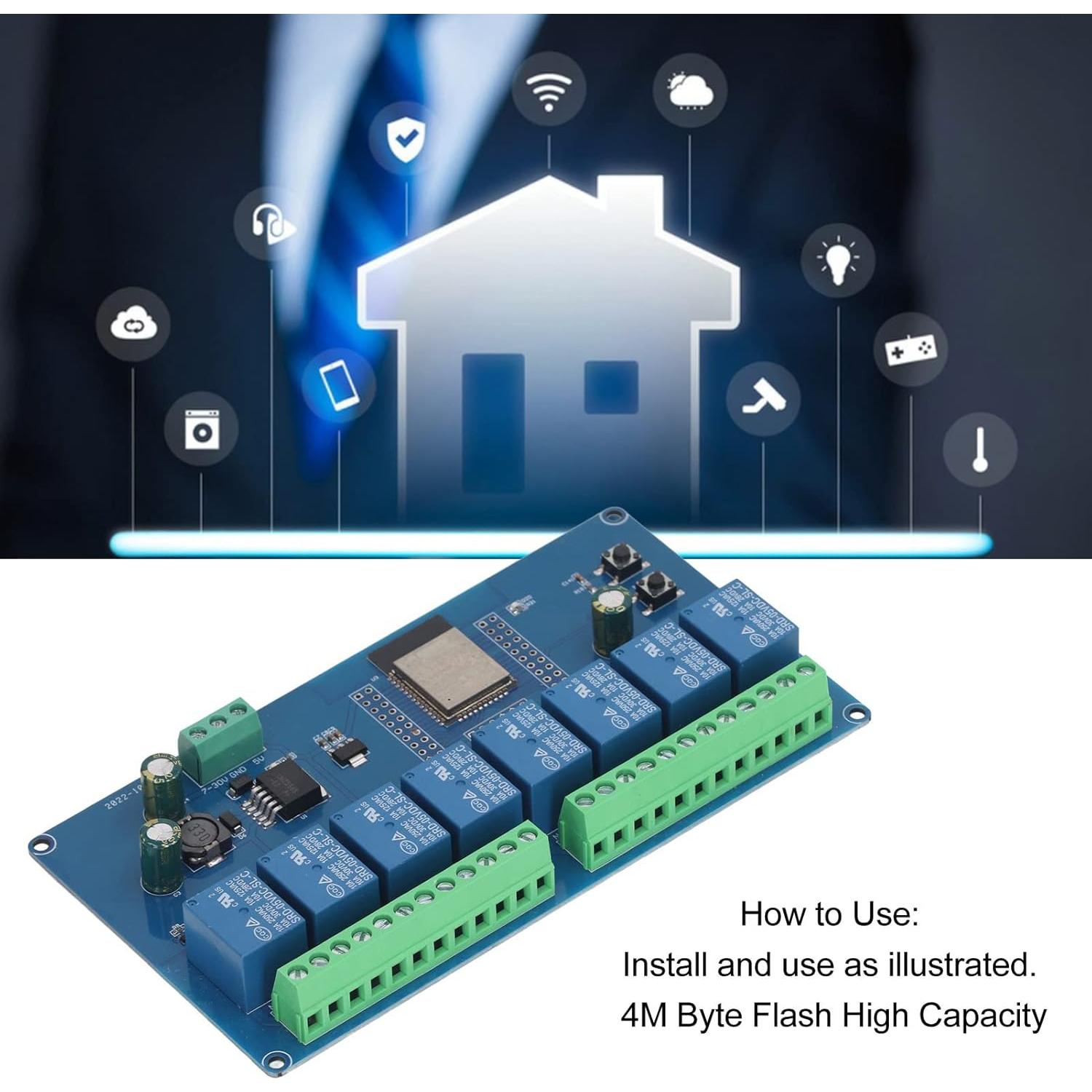 Módulo Relé Inteligente 8 Canales ESP32 WALFRONT 250V AC