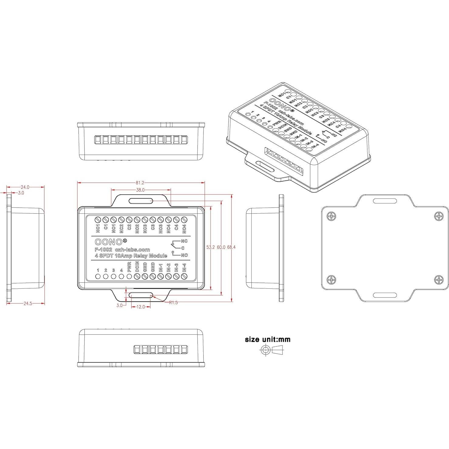 Módulo Relé de Potencia 4 Canales 10Amp DC5V para Raspberry Pi