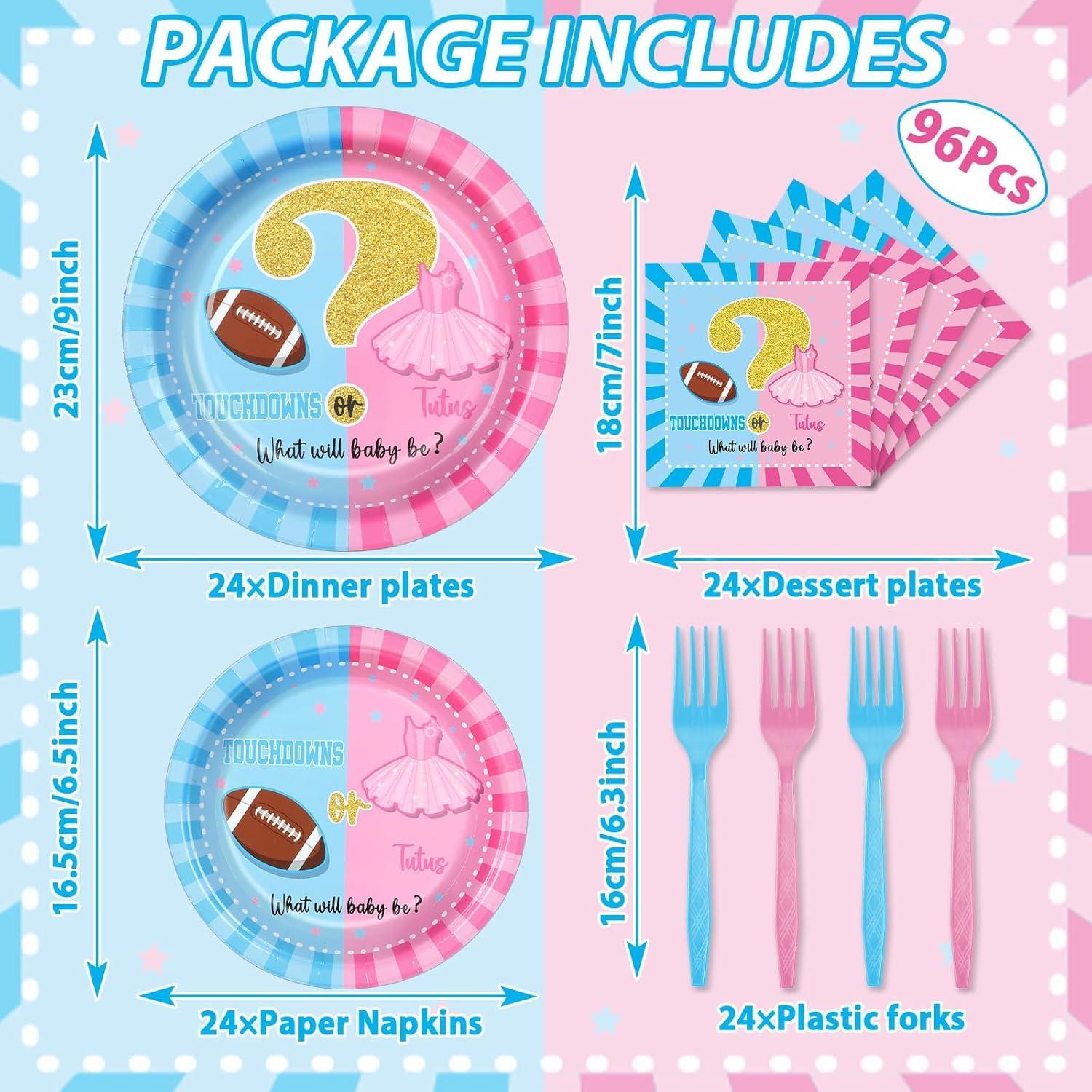 Suministros Fiesta Revelación de Género OBUSATT 96 Piezas