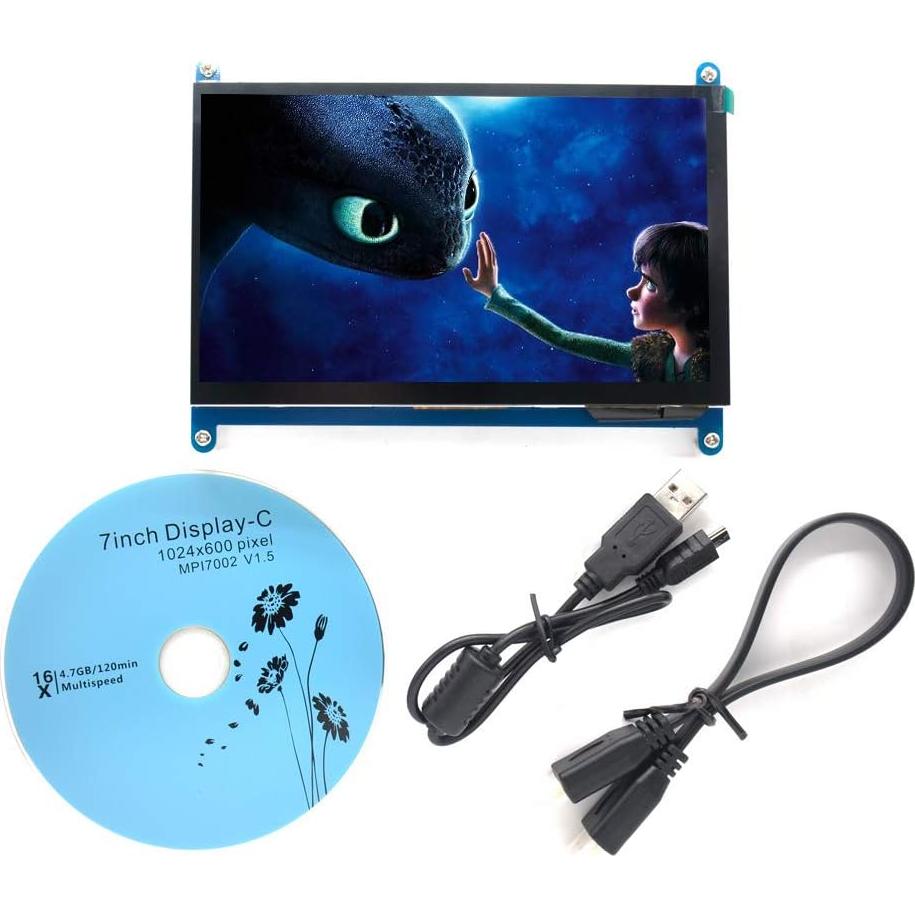 Monitor LCD TFT 7" Padarsey HDMI Táctil 1024x600 para Raspberry Pi