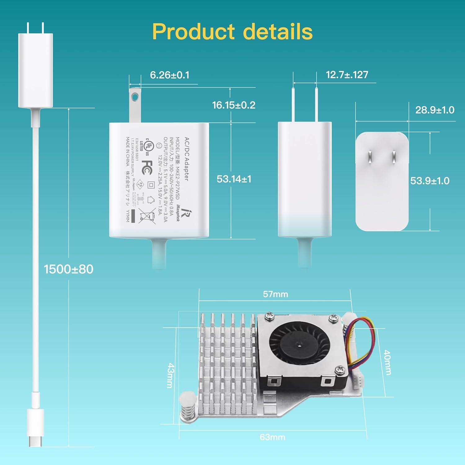 Kit Raspberry Pi 5 iRasptek 16GB RAM + Fuente 27W + Enfriador