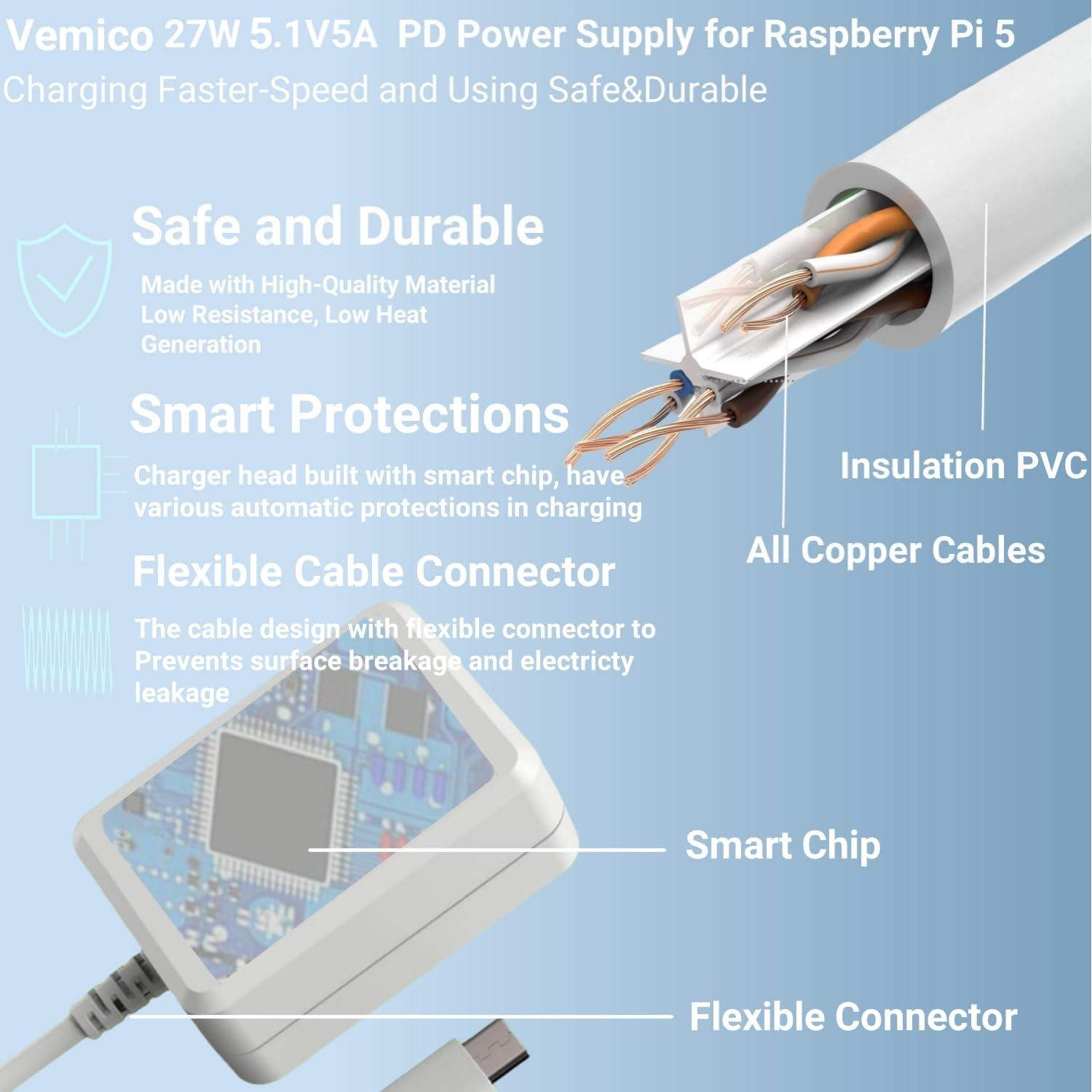 Kit Vemico Raspberry Pi 5 8GB RAM con enfriador y fuente