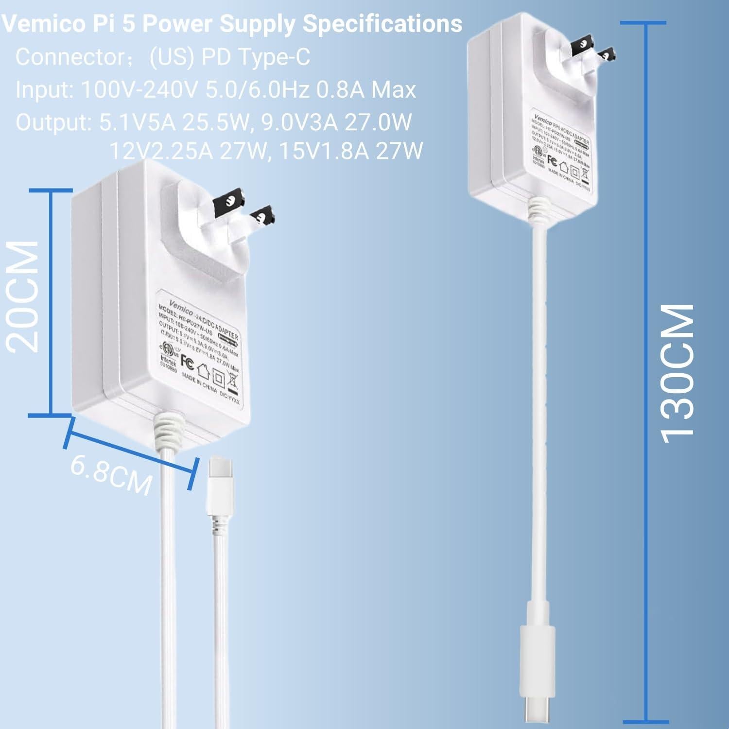 Kit Vemico Raspberry Pi 5 8GB RAM con enfriador y fuente