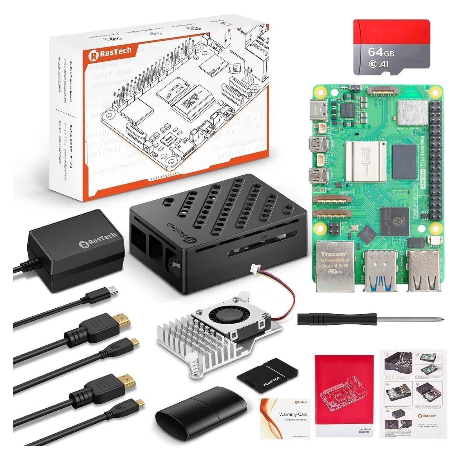 Kit Raspberry Pi 5 16GB Vemico con Enfriador y Fuente 27W
