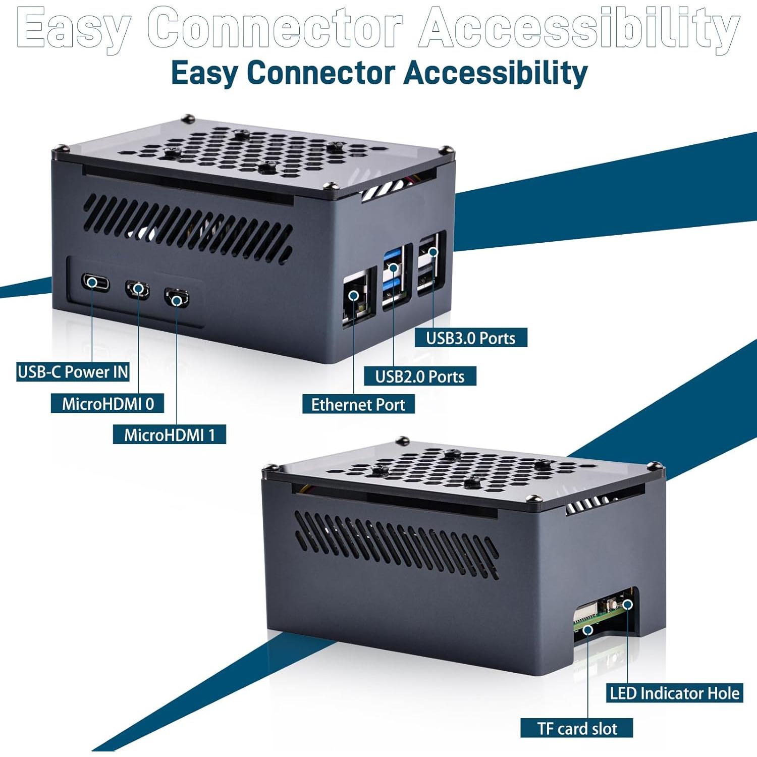 Caja de Aluminio GeeekPi para Raspberry Pi 5 con Ventilador y Disipadores