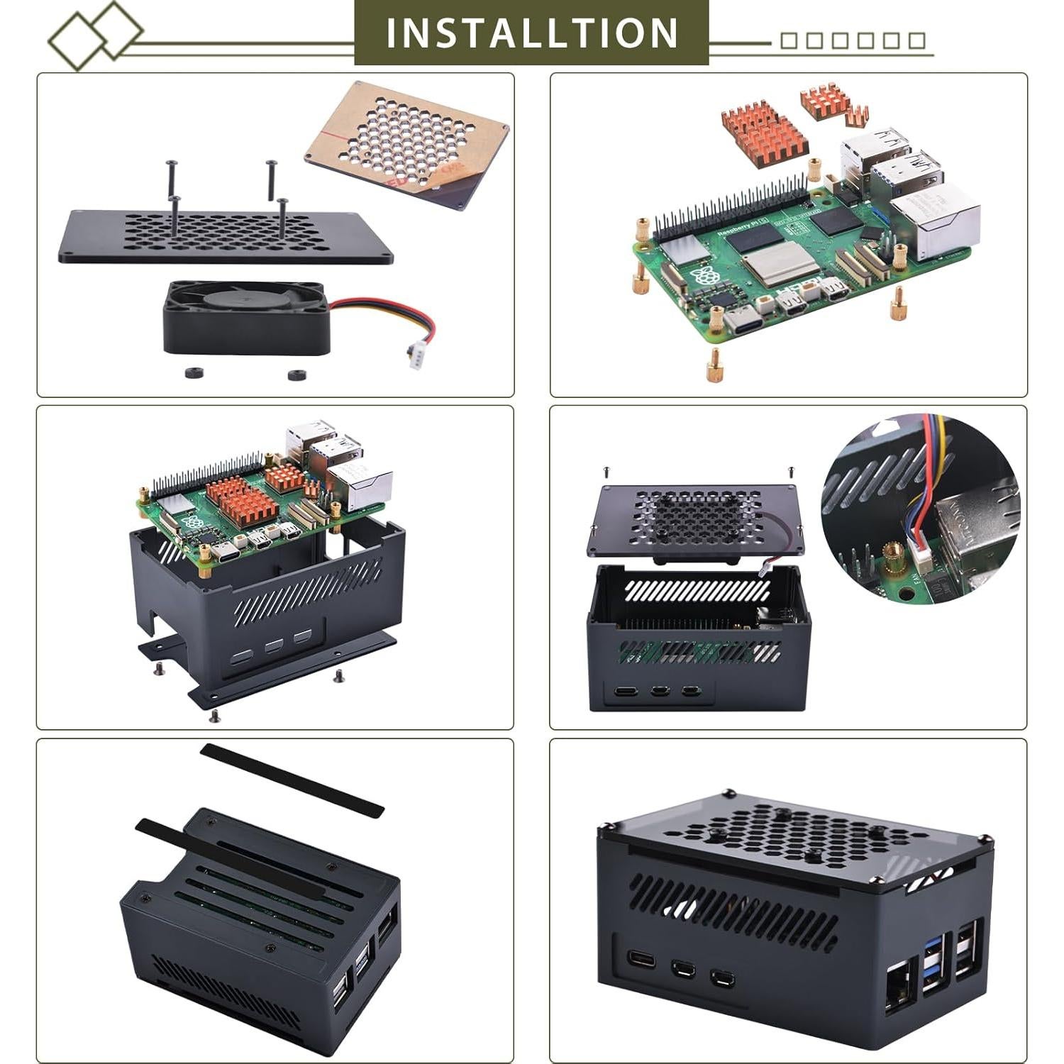 Caja de Aluminio GeeekPi para Raspberry Pi 5 con Ventilador y Disipadores