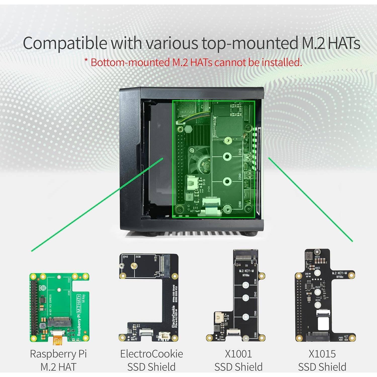 Caja Mini PC ElectroCookie para Raspberry Pi 5 con M.2 HAT