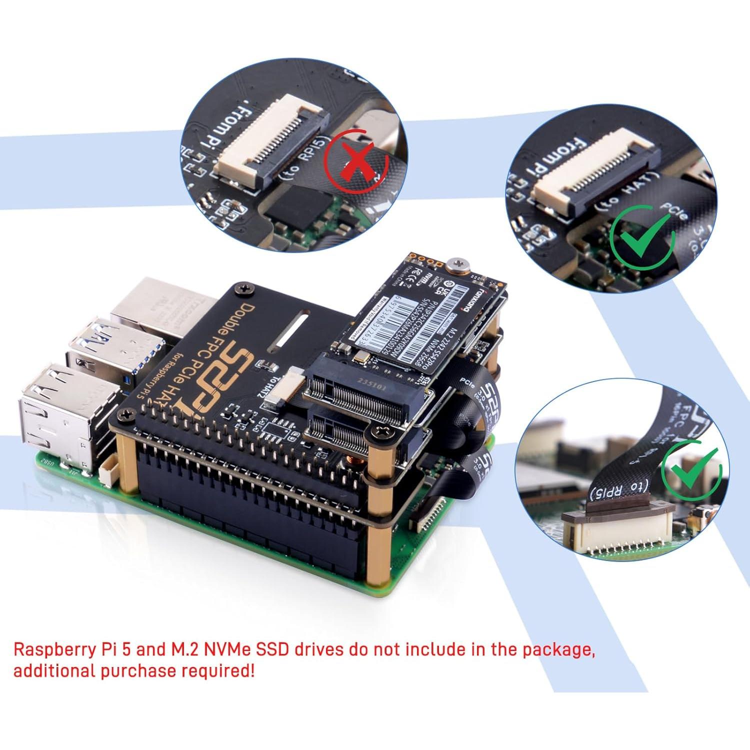 HAT GeeekPi B12 para Raspberry Pi 5 - Expansión Dual PCIe