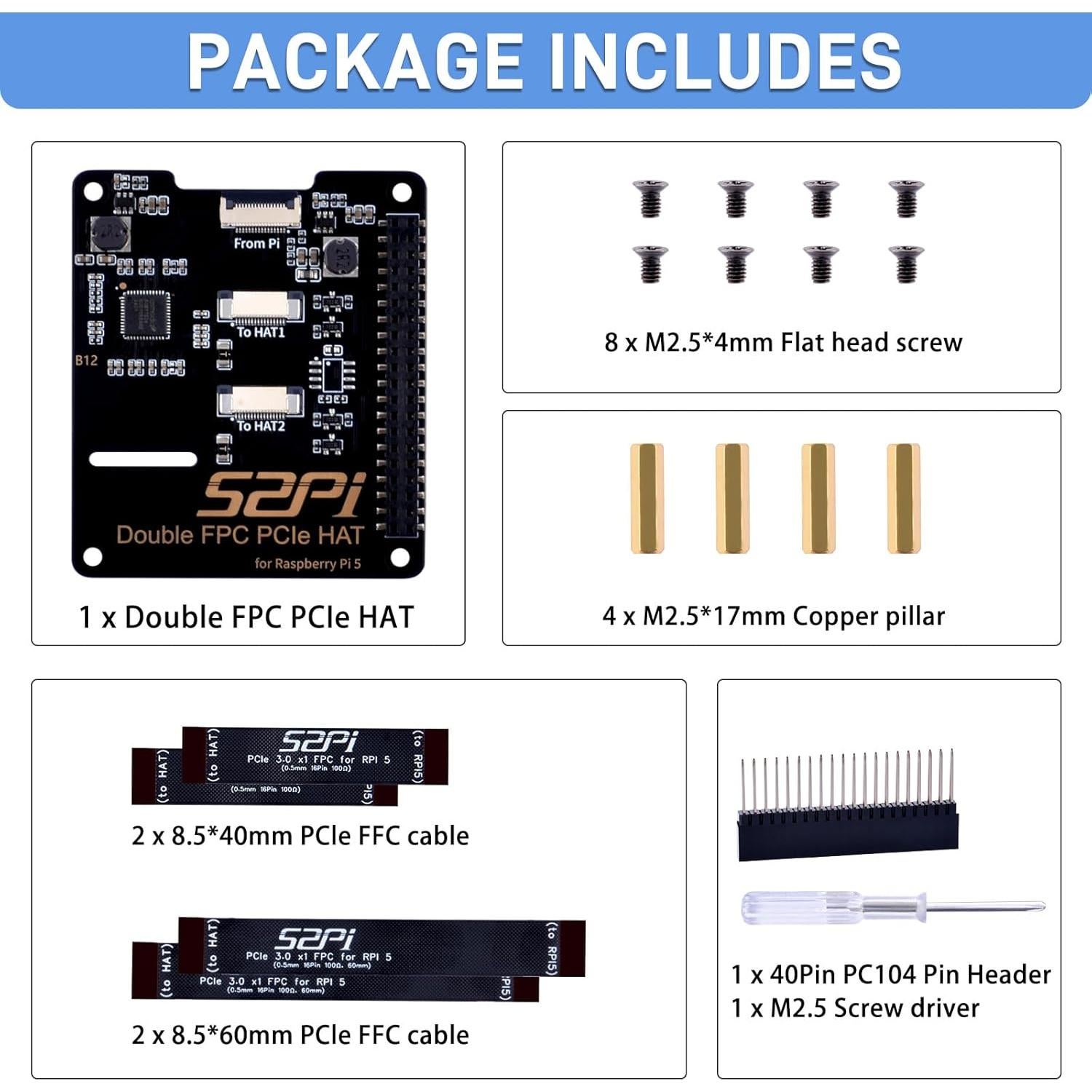 HAT GeeekPi B12 para Raspberry Pi 5 - Expansión Dual PCIe
