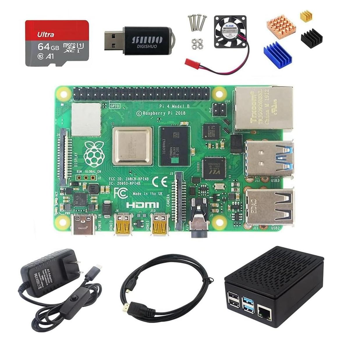 Kit Raspberry Pi 4B DIGISHUO 4GB RAM con Enfriamiento
