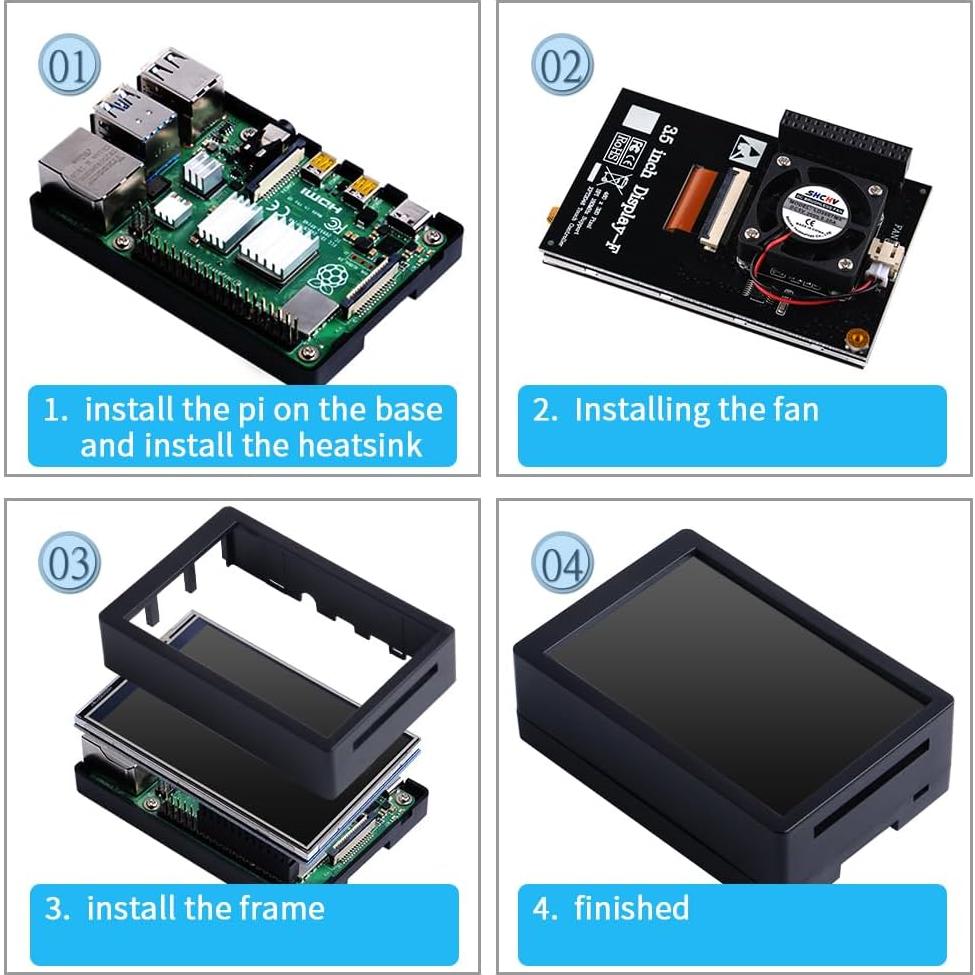 Pantalla Táctil 3.5" GeeekPi para Raspberry Pi 4B con Carcasa