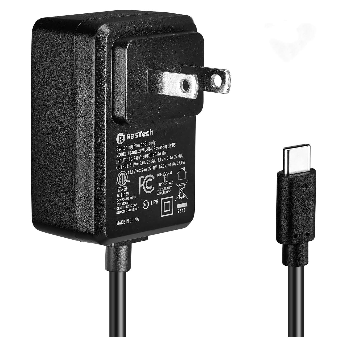 RasTech for Raspberry Pi 5 GaN PD 27W Power Supply 5.1V 5A USB-C Pi 5 Power Adapter for Raspberry Pi 5 16GB/8GB/4GB/2GB