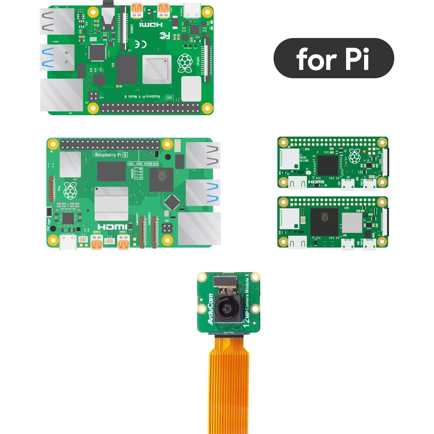 Cámara Arducam 12MP IMX708 Gran Angular para Raspberry Pi