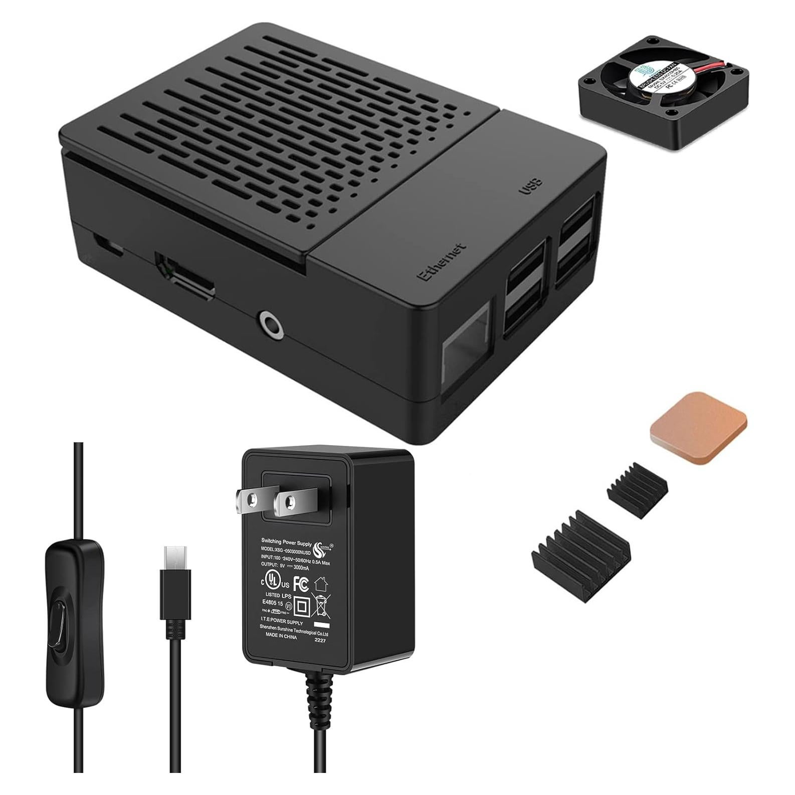 [5V 3A 15W] iUniker Raspberry Pi 3 Case, Power Supply With Switch for Pi 3 B+ (UL Listed)