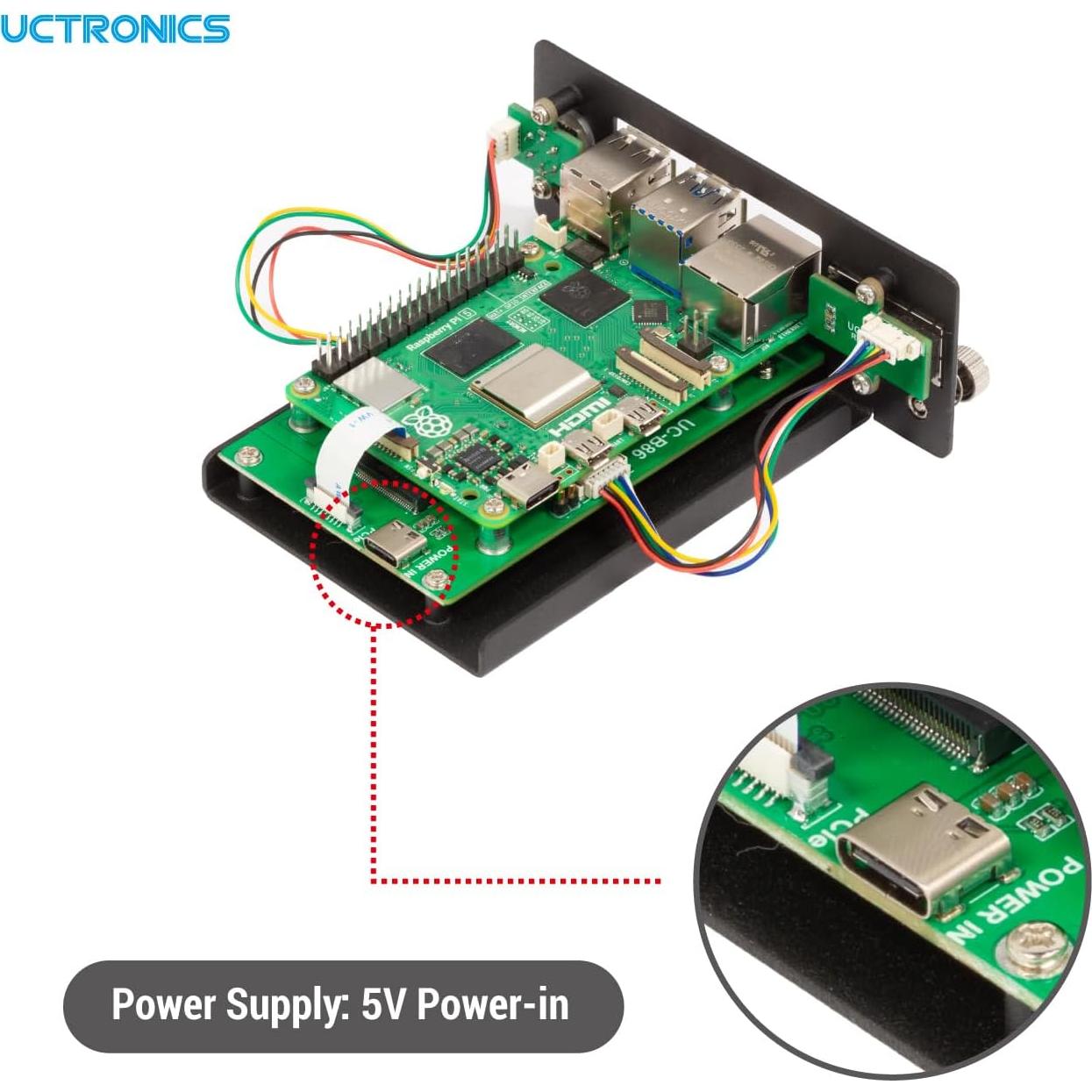 Rack NVMe UCTRONICS para Raspberry Pi 5 con 4 SSD M.2