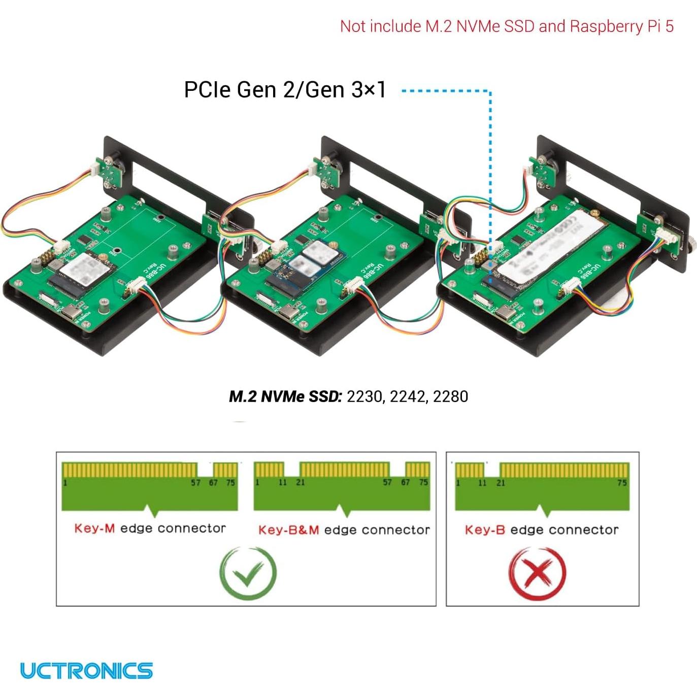 Rack NVMe UCTRONICS para Raspberry Pi 5 con 4 SSD M.2
