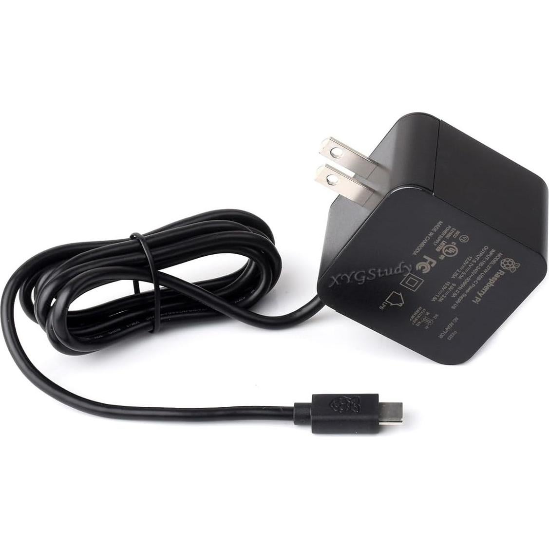 Official 27W USB-C Power Supply for Raspberry Pi 5, 5.1V/5A, 9V/3A, 12V/2.25A, 15V/1.8A, Black US