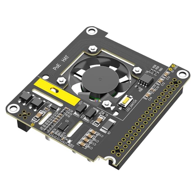 PoE HAT Mustpoint para Raspberry Pi 5 con ventilador 5V 5A