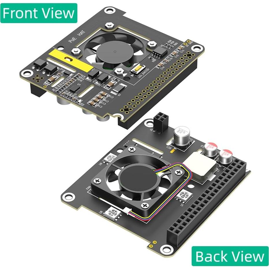 PoE HAT Mustpoint para Raspberry Pi 5 con ventilador 5V 5A