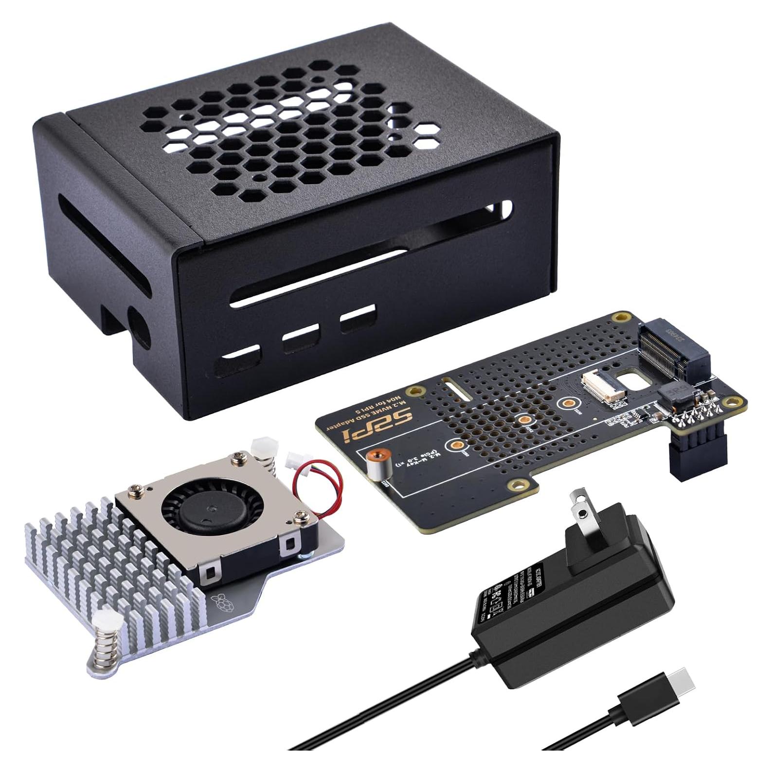 Caja de Metal GeeekPi para Raspberry Pi 5 con Enfriador y Fuente 27W
