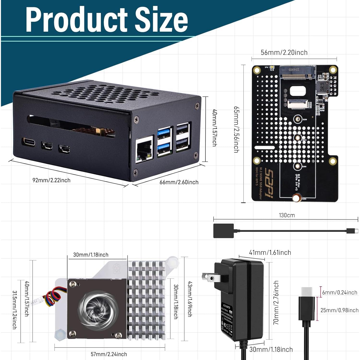 Caja de Metal GeeekPi para Raspberry Pi 5 con Enfriador y Fuente 27W