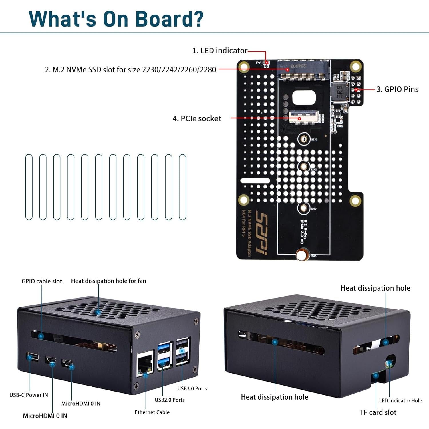 Caja de Metal GeeekPi para Raspberry Pi 5 con Enfriador y Fuente 27W