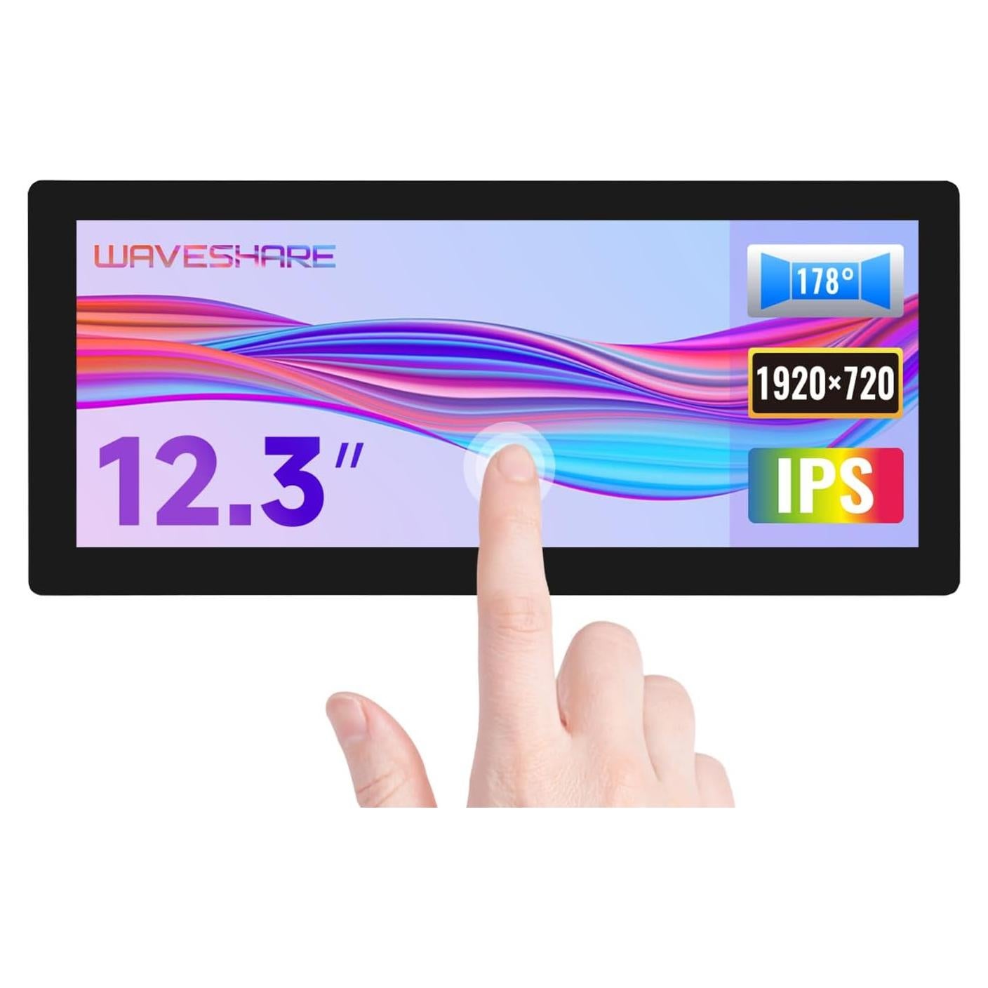 Pantalla LCD Táctil 12.3" Waveshare 1920x720 HDMI