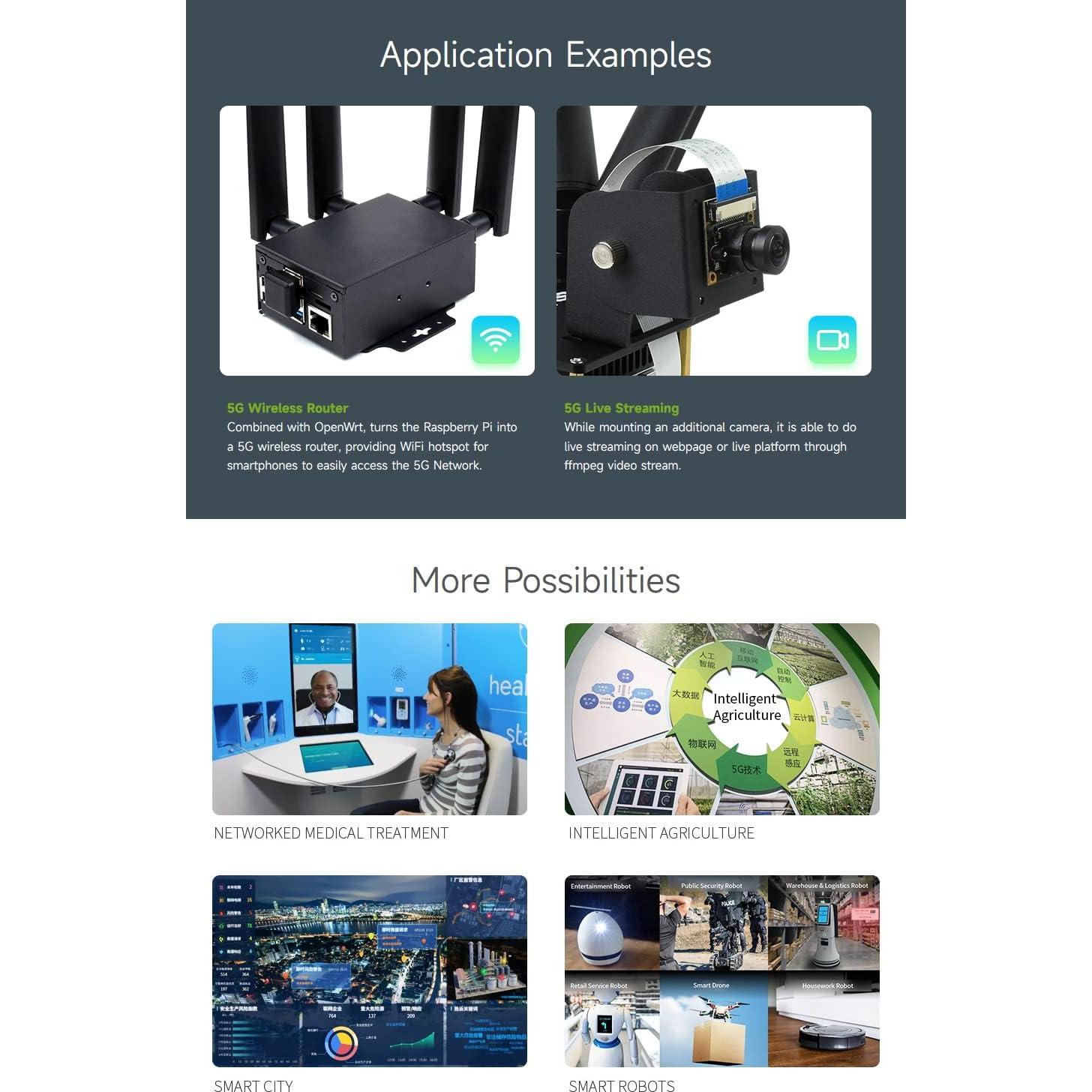 Waveshare RM520N-GL 5G HAT con caja y antenas LTE-A