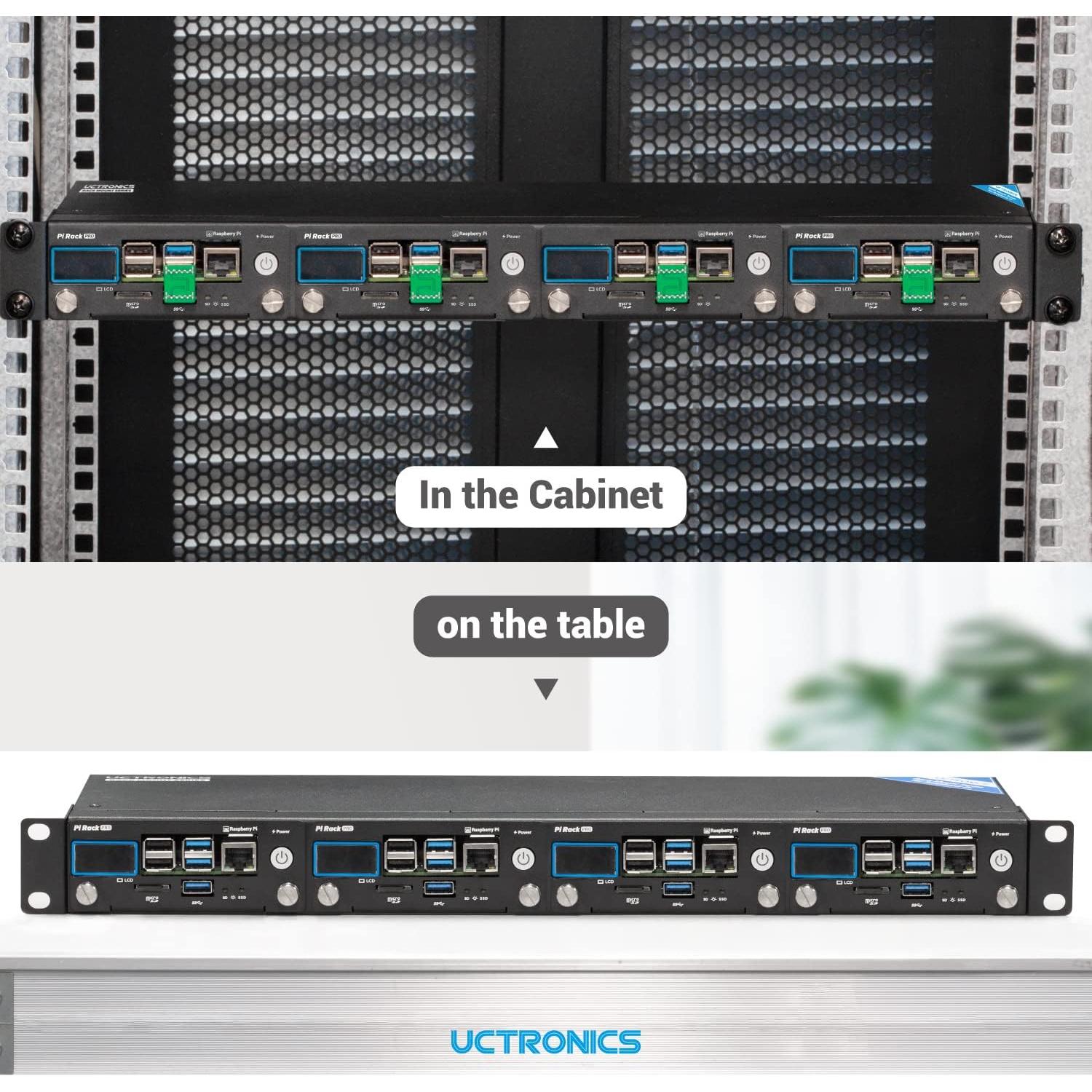 UCTRONICS Rack Pro para Raspberry Pi 4B, 4 SSD, Pantalla LCD