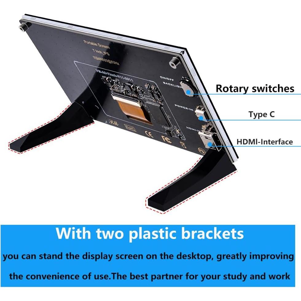 Pantalla LCD 7" GeeekPi 1024x600 HDMI para Raspberry Pi