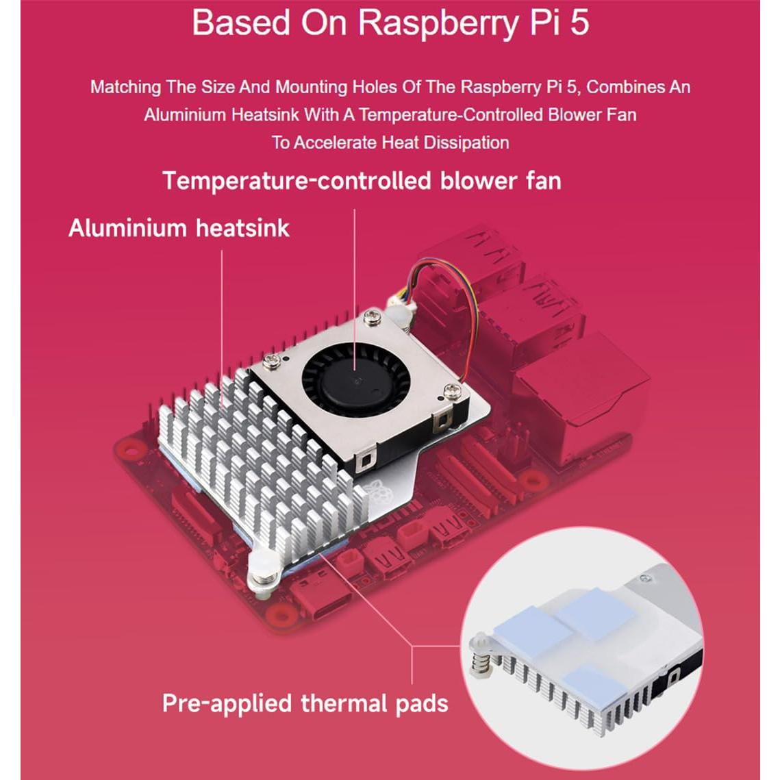 Enfriador Activo Oficial Raspberry Pi 5 con Ventilador y Disipador
