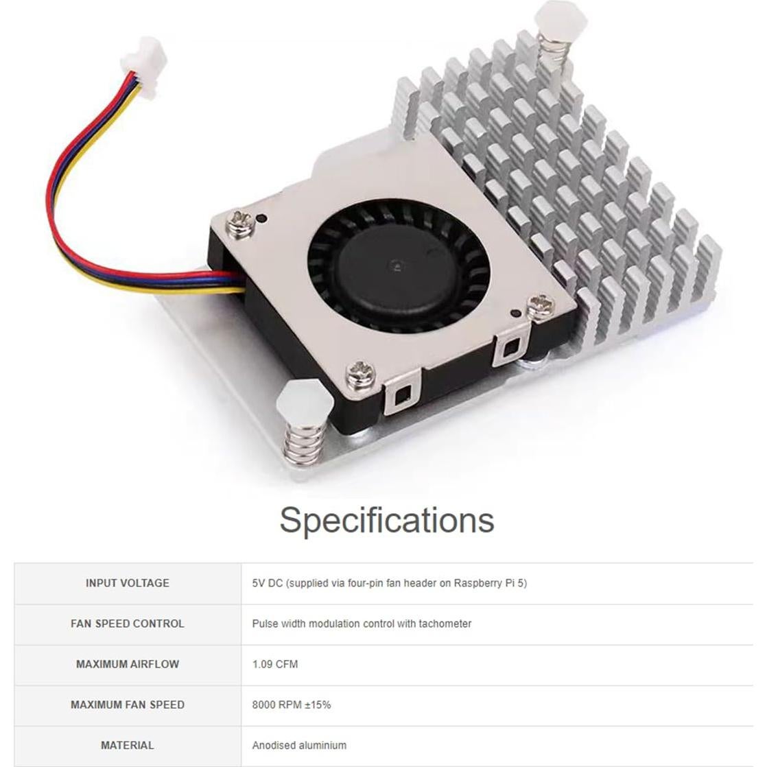 Enfriador Activo Oficial Raspberry Pi 5 con Ventilador y Disipador