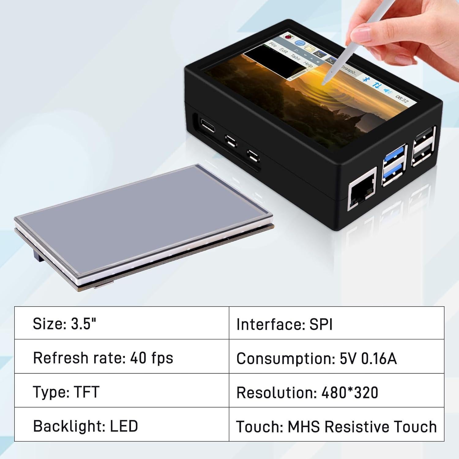 Pantalla Táctil HDMI 3.5" GeeekPi para Raspberry Pi 5