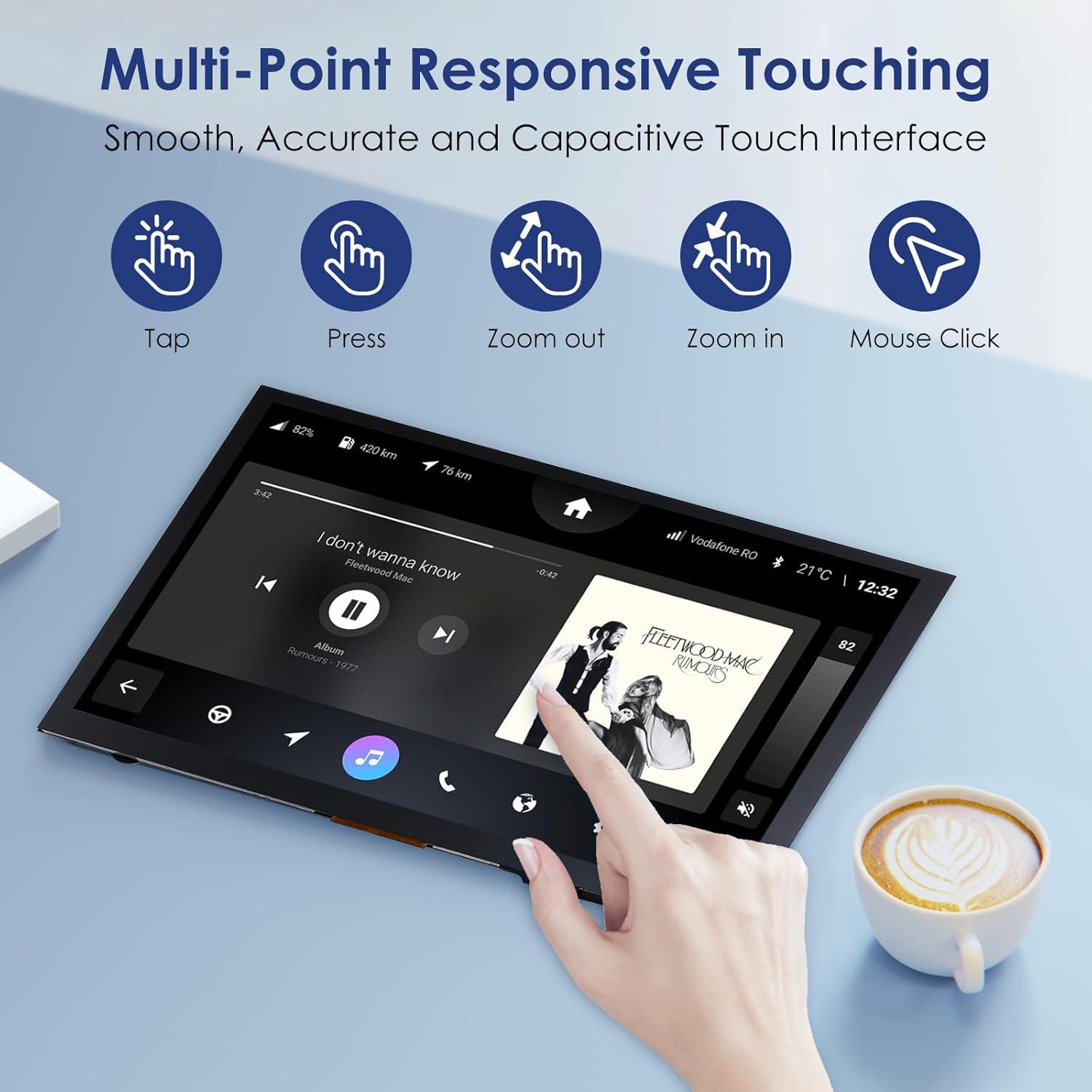 Monitor Táctil 9" HMTECH HDMI 1024x600 para Raspberry Pi
