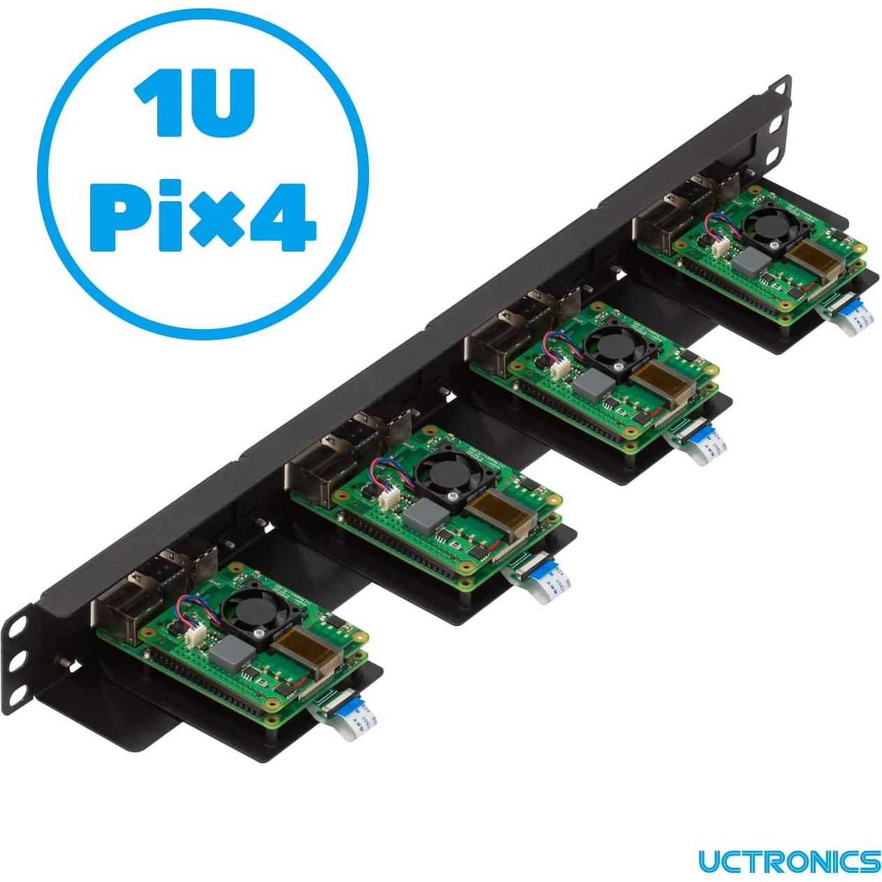 Soporte Rack 1U UCTRONICS para 4 Raspberry Pi - Extraíble