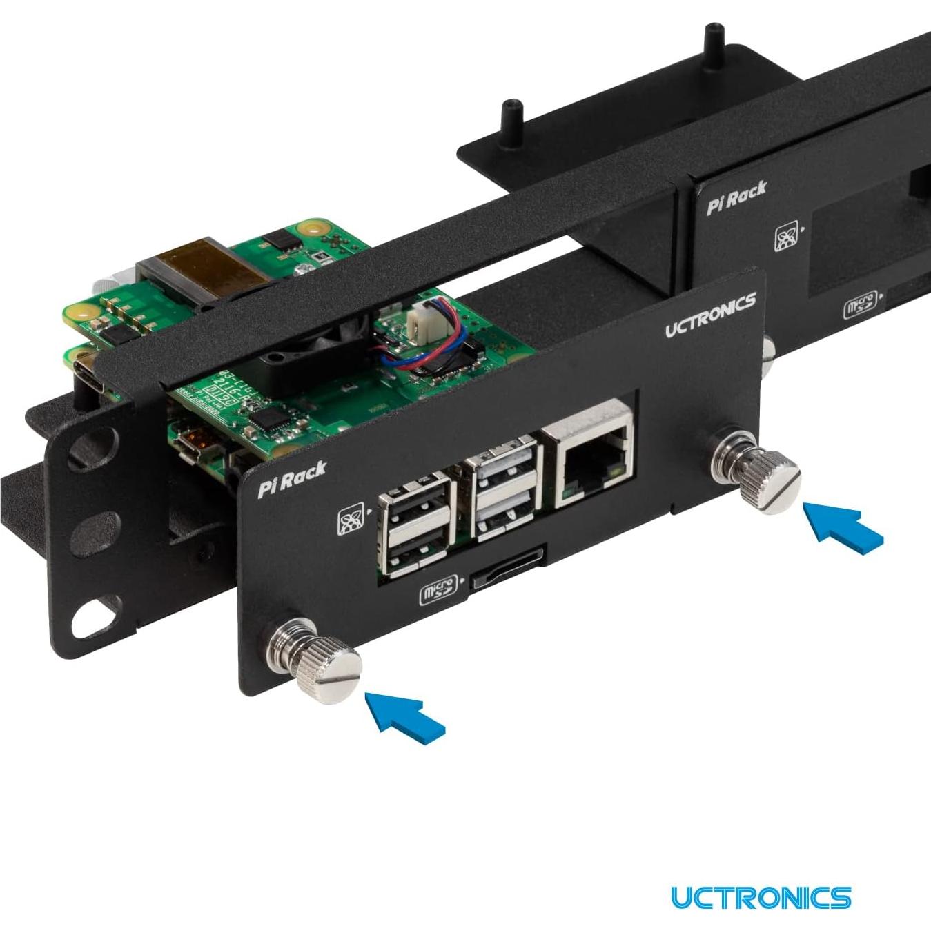 Soporte Rack 1U UCTRONICS para 4 Raspberry Pi - Extraíble