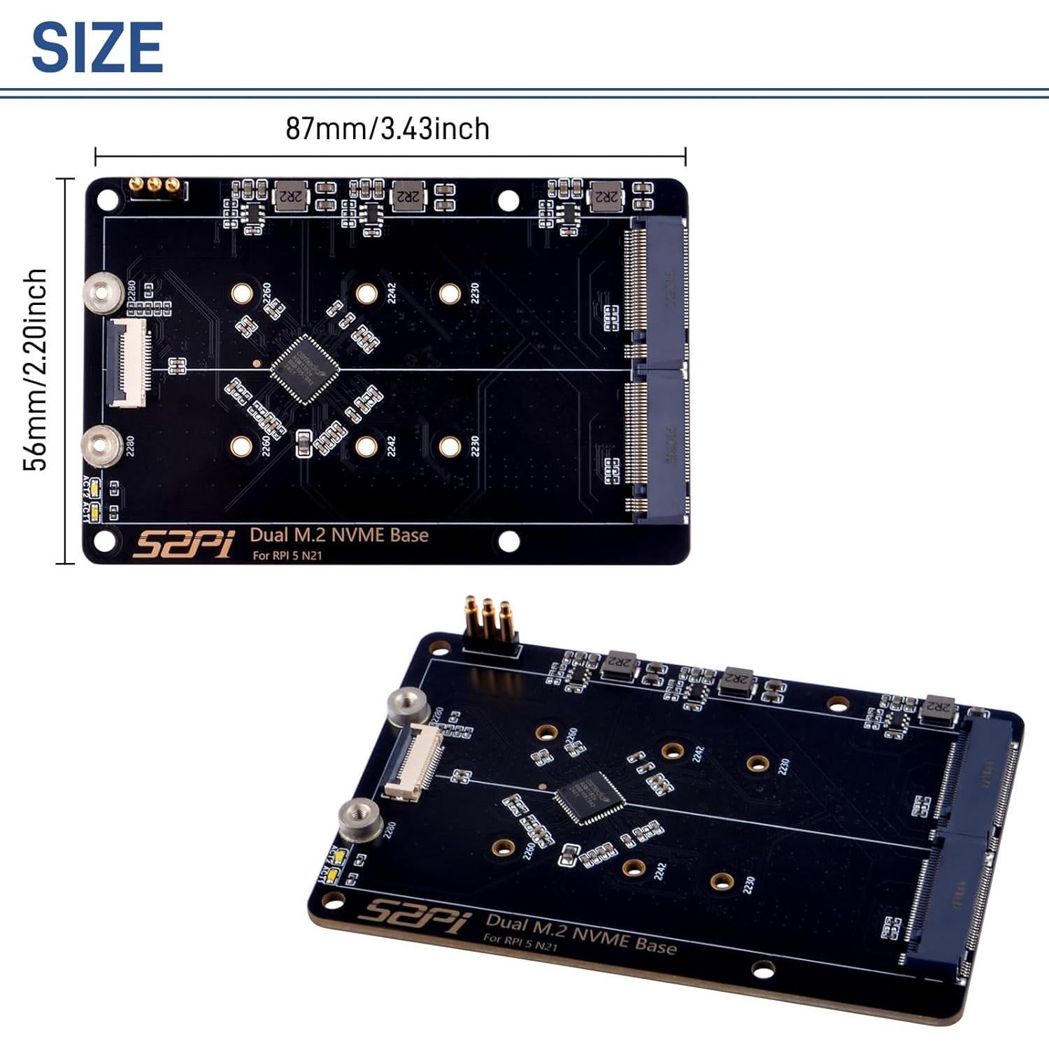 GeeekPi N21 Doble M.2 HAT PCIe para Raspberry Pi 5