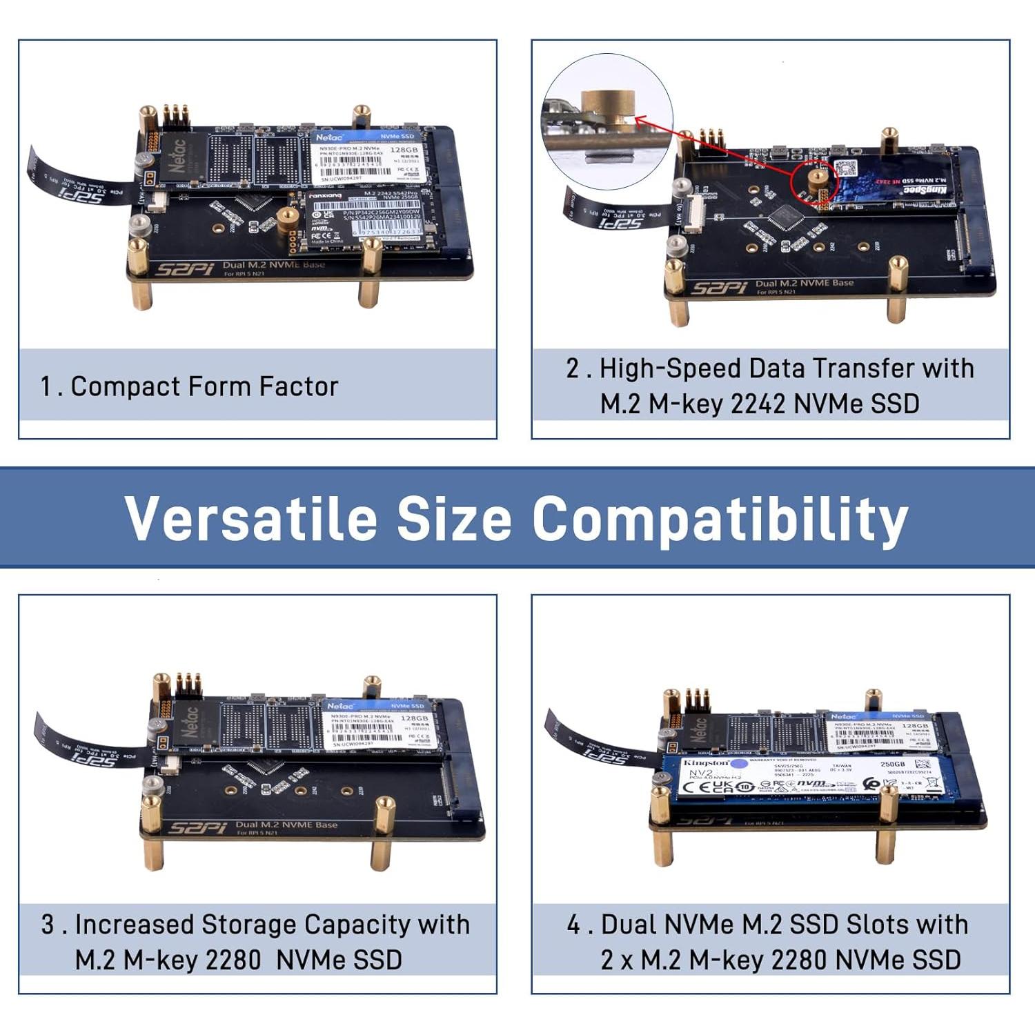 GeeekPi N21 Doble M.2 HAT PCIe para Raspberry Pi 5