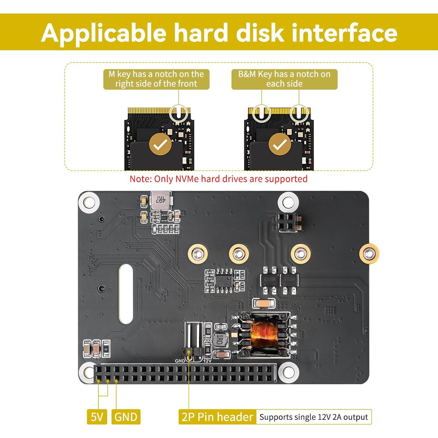 Tarjeta de expansión PCIe M.2 NVMe YELUFT con PoE y enfriador