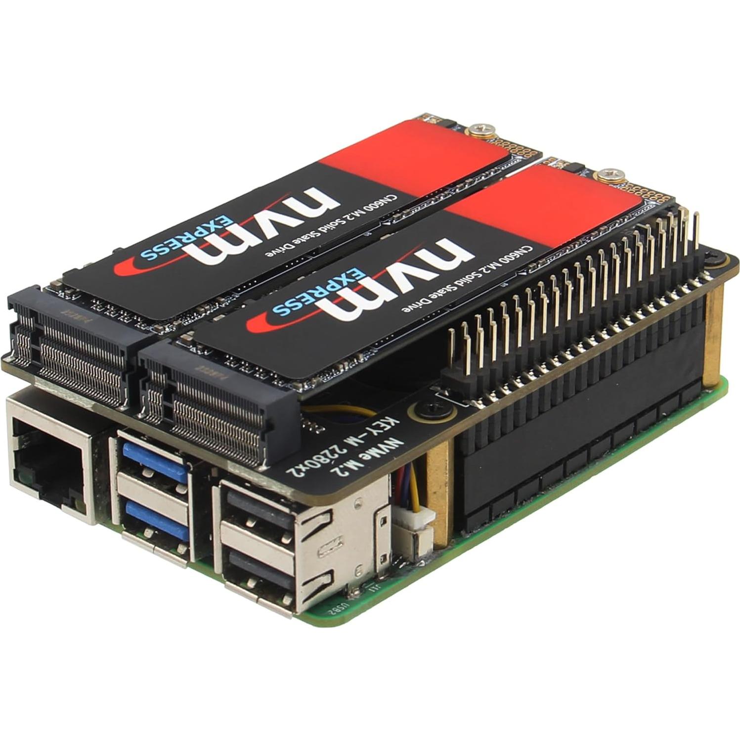 Geekworm X1004 PCIe Doble M.2 HAT NVMe para Raspberry Pi 5