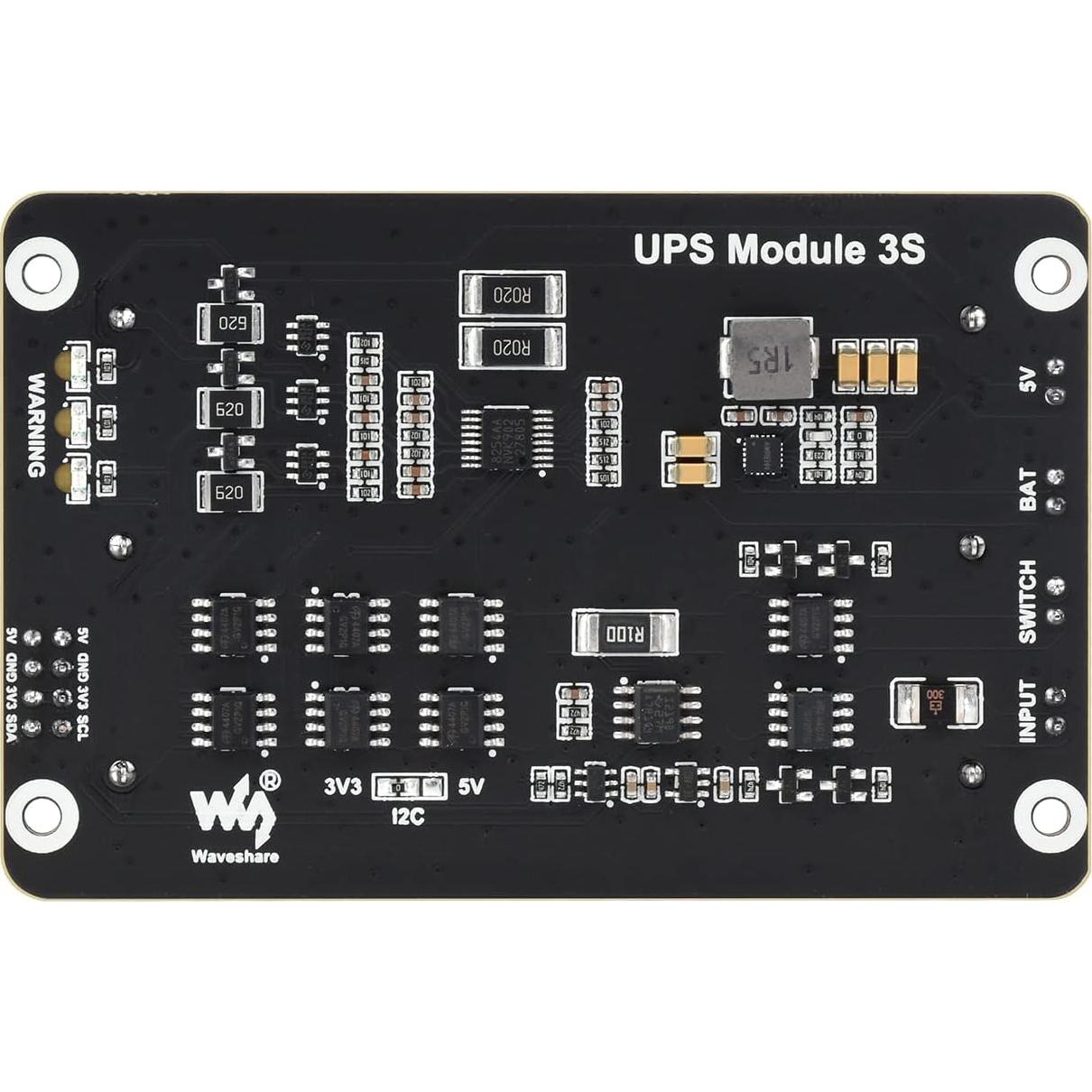 Waveshare Uninterruptible Power Supply (UPS) Module, Supports Charging and Power Output at The Same Time, 3S & 5V 5A Output, Compatible with Raspberry Pi Board