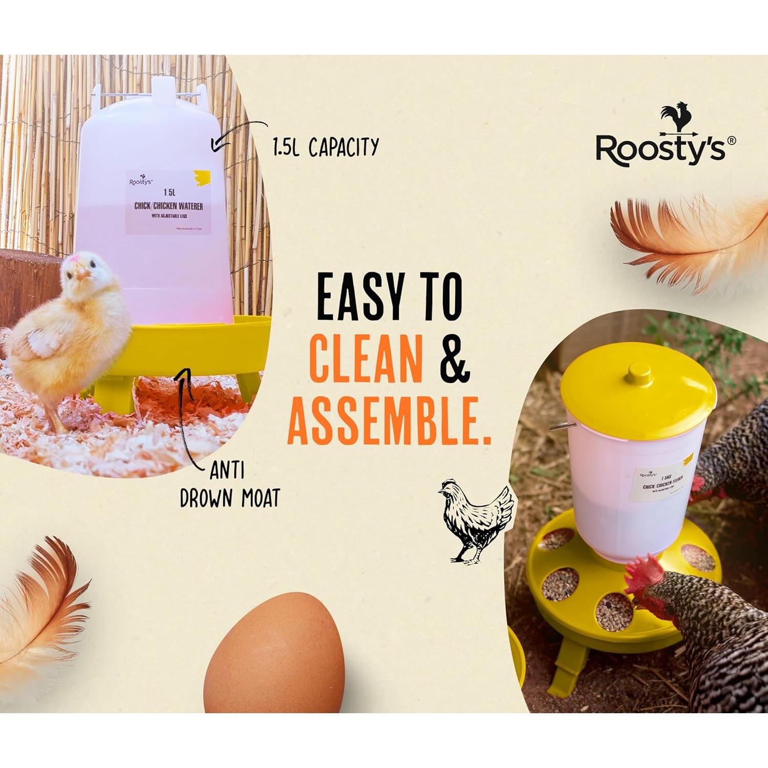 Comedero y Bebedero Roosty's 1.5L Colgante para Pollos