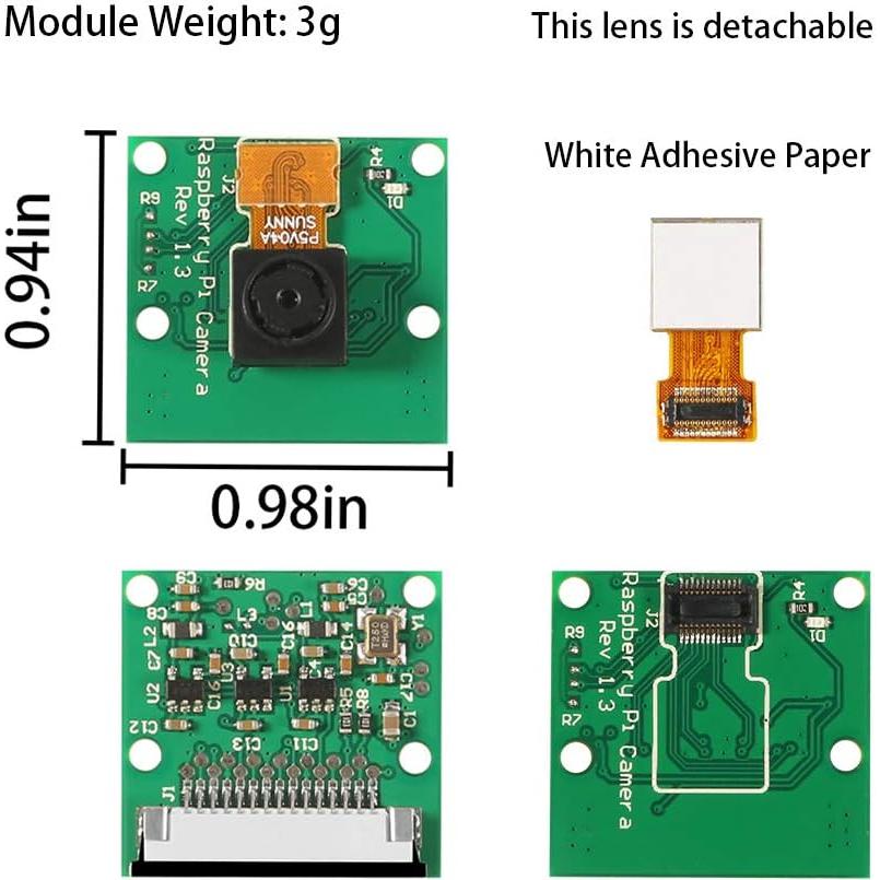 Cámara Aokin 5MP 1080P para Raspberry Pi con cable 15 cm