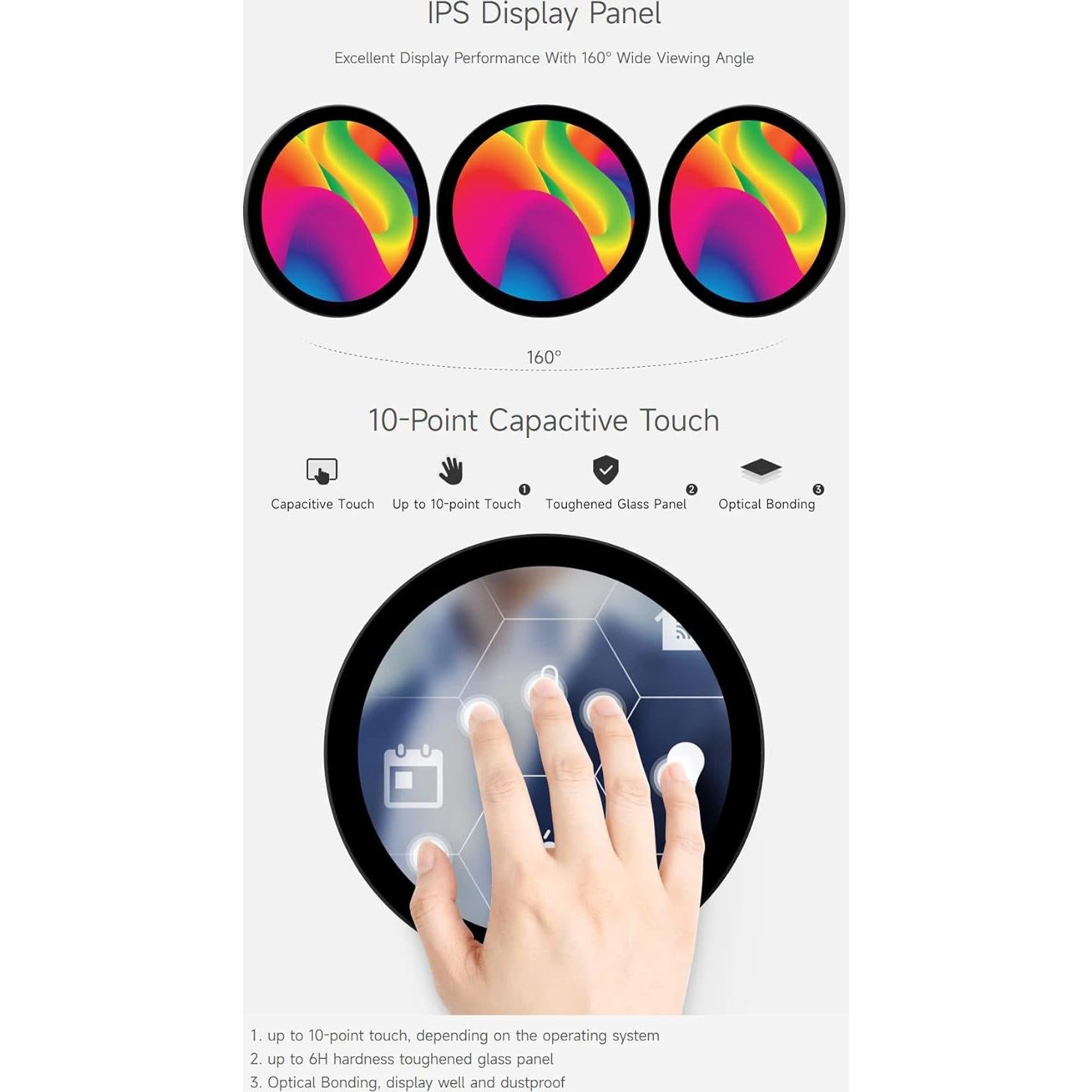Pantalla Táctil Redonda 5" Waveshare 1080x1080 IPS
