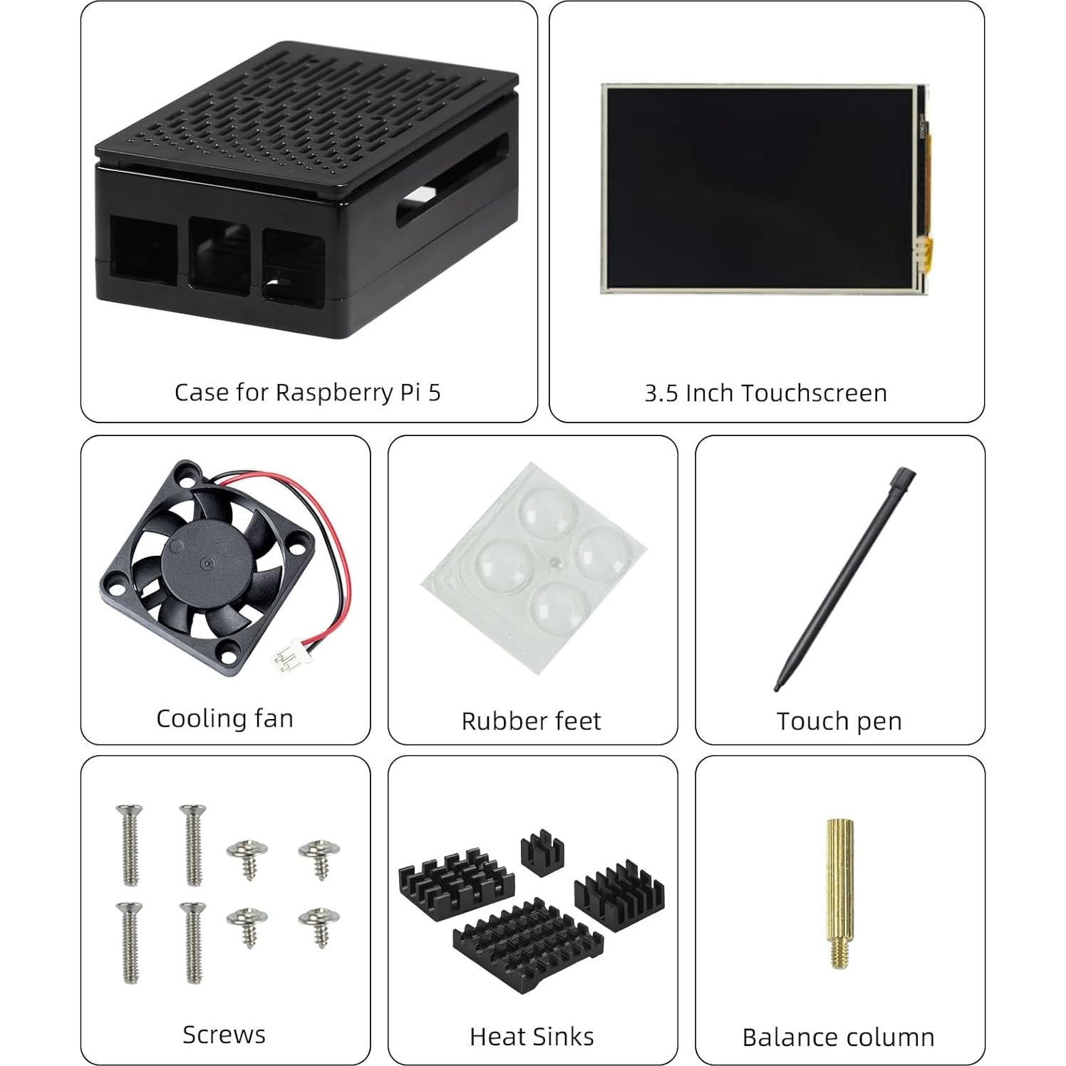 Pantalla Táctil 3.5" CUQI para Raspberry Pi 5 con Caja