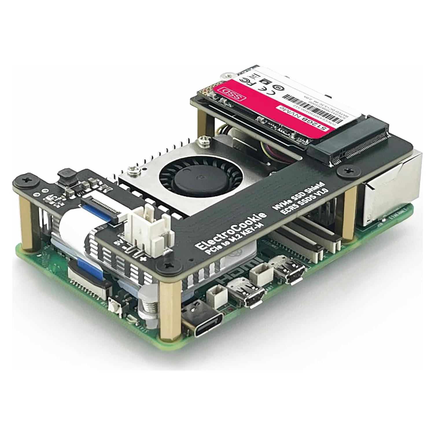 ElectroCookie HAT M.2 NVMe SSD para Raspberry Pi 5 - Soporta 2230 y 2242